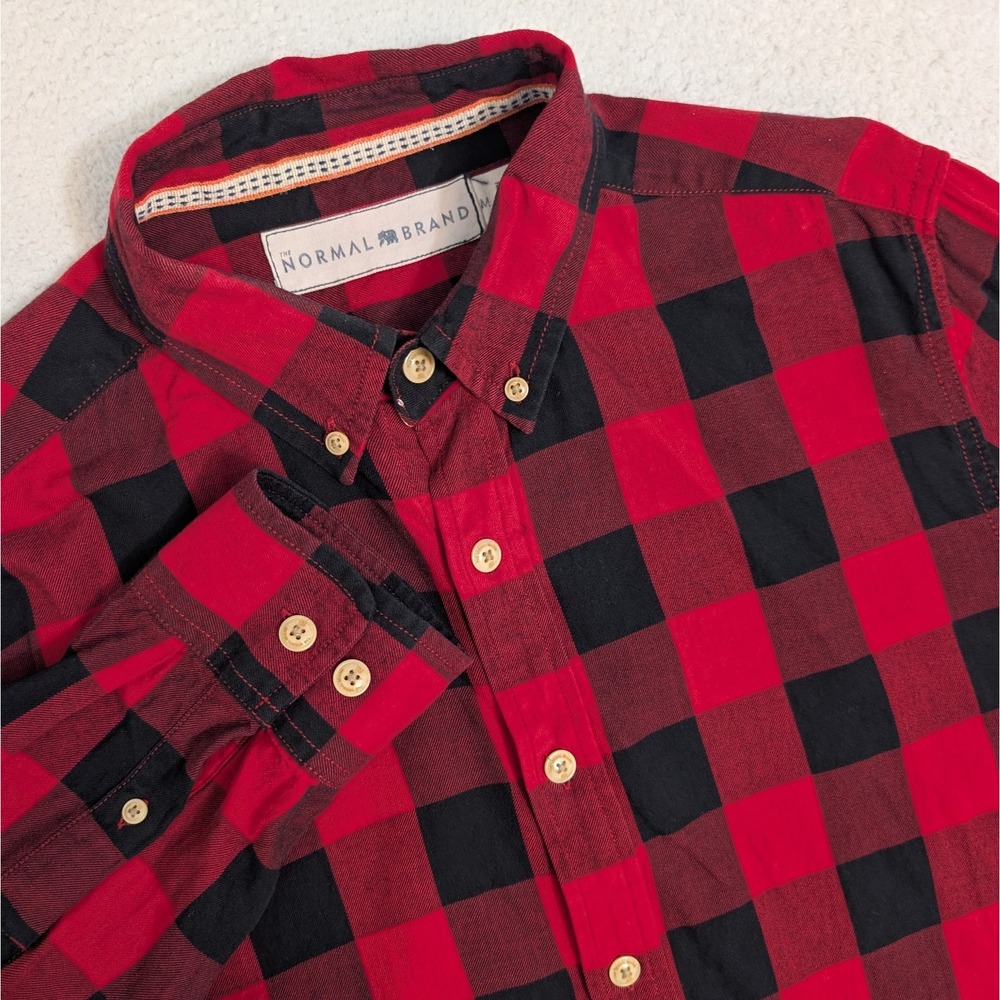 The Normal Brand Mountain Overshirt Mens M Buffalo‎ Plaid Lightweight Flannel